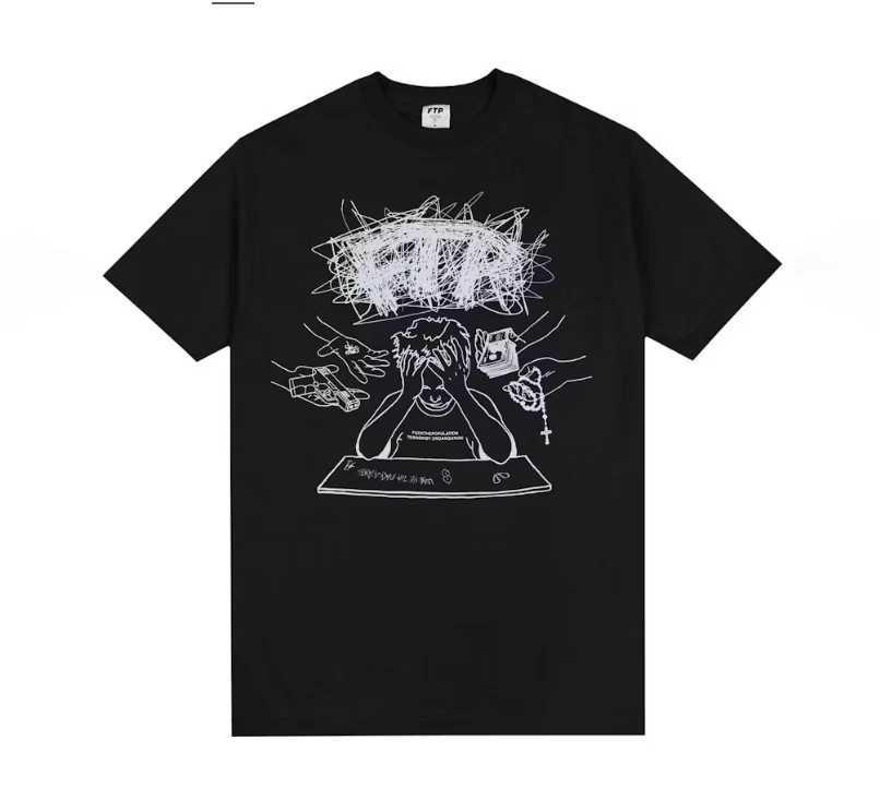 Camiseta FTP Peer Pressure Talla Grande - Negra - Totalmente Nueva Foto 1 de 1