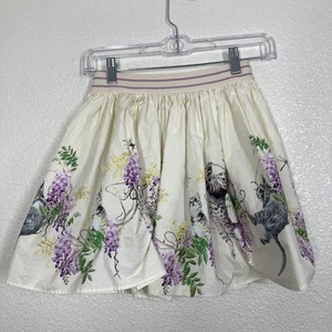 Molo Skirt Girls 134 140 Cream Kitten Play Cat Floral Organic Cotton Brenda - Picture 1 of 15