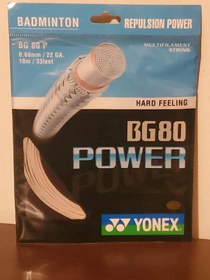 Yonex BG80 Repulsion Power Badminton String 0.68mm / 22 GA. - 10m / 33ft - White - Image 1 of 2