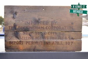 Vtg Dovetailed Wood Crate End Plate New York City The Buckingham Corporation  - Picture 1 of 4