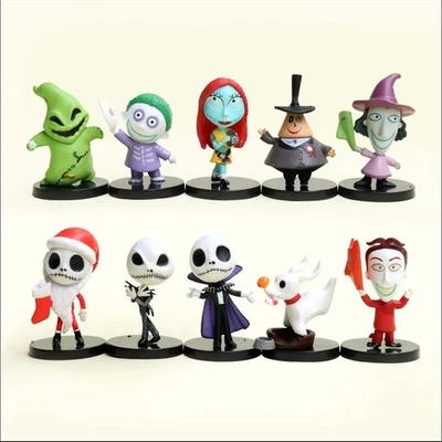 10 件/套装卡通噩梦 Sally Skellington Jack 可动人偶玩具 — 第 1/4 张图片