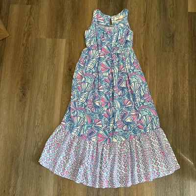 Lilly Pulitzer Dress Girls Small Maxi Long Pink Blue 20th Anniversary Preppy - Image 1 of 4