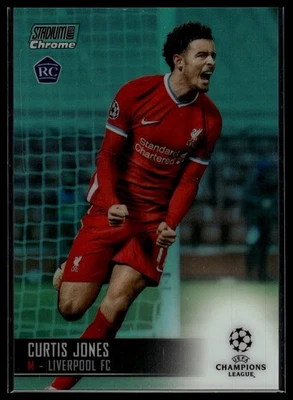 2020-21 Stadium Club Chrome UEFA Champs  #23 Curtis Jones Aqua Refractor/199 RC - Image 1 of 2