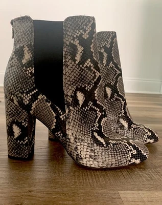 Sam Edelman Case Ankle Booties Women's 10M Snakeskin Leather Block Heel Shoes - Image 1 of 4