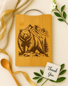 Tabla de cortar grabada de oso, decoración de cocina de bosque rústico, regalo de Navidad - Imagen 1 de 4