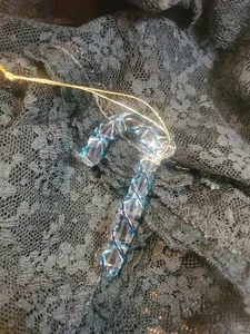 "Adorno de bastón de caramelo soplado a mano de vidrio artístico aguamarina 2,25"" DZ" - Imagen 1 de 1