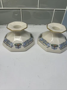 Beautiful Pair of Lenox Autumn Octagonal Candlesticks with Gold Mark Made In USA - Picture 1 of 6