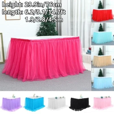 1X Tulle Tutu Mesh Table Skirt Cover Tablecloth Birthday Wedding Party Decor - Image 1 of 4