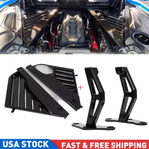 4x Panel de cubierta de bahía de motor + soportes de soporte de escotilla negros para Corvette C8 2020-2024 - Imagen 1 de 18