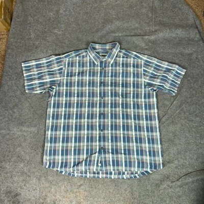 Mountain Khakis Mens Shirt 2XL XXL Blue Button Outdoor Hiking Plaid Gorp Logo - Image 1 of 4