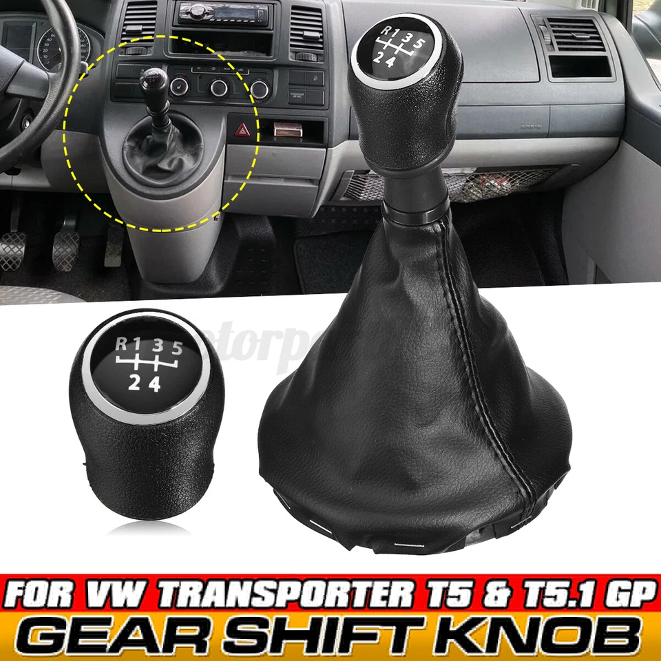 5 Speed Gear Stick Shift Knob & Gator For VW Volkswagen Transporter T5    ~` - Image 1 of 4