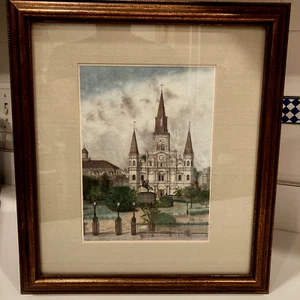 1983 Künstler Skizze St. Louis Cathedral New Orleans von Archie "Arch" Boyd 14"x12" - Bild 1 von 6