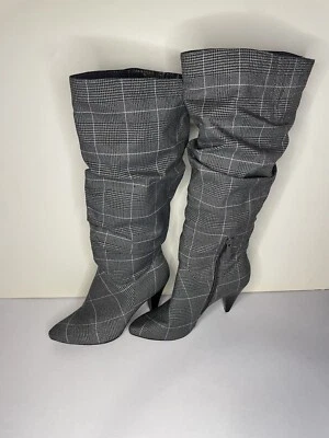 TALBOTS RUCHED SLOUCHED DRESS BOOTS SILVER BLACK SPARKLY 3.5 IN HEEL SIZE 6M - Image 1 of 4