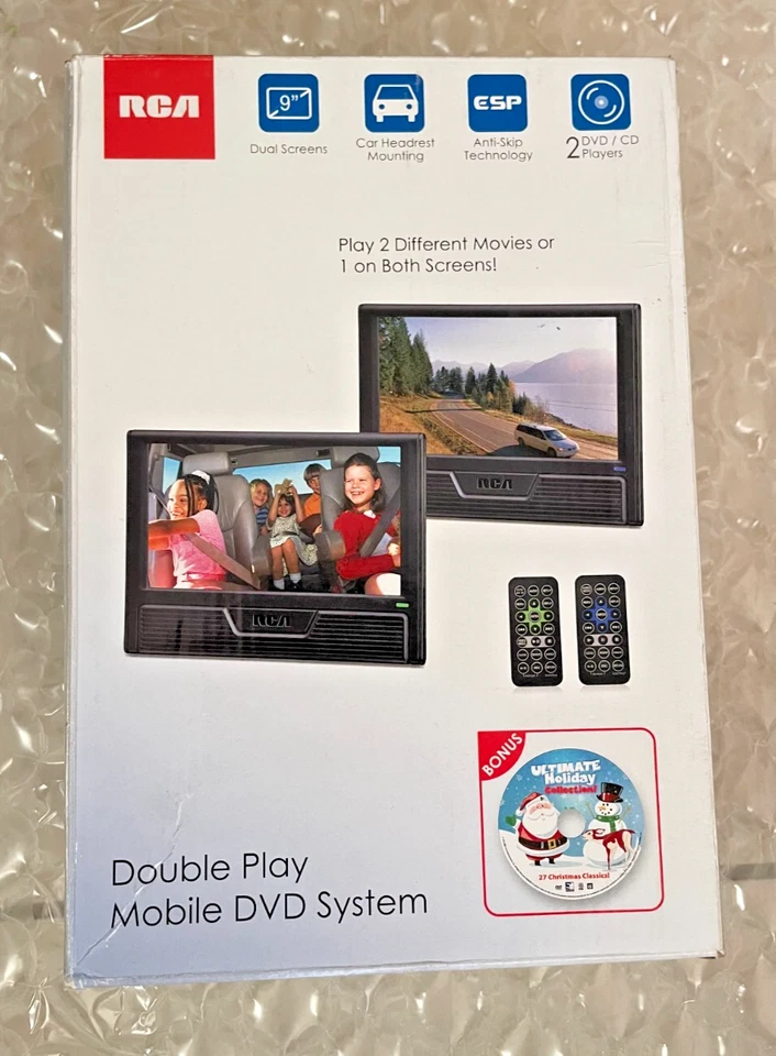 RCA 9” Double Play Mobile Dual Twins DVD System Auto Road Trip - Image 1 of 4