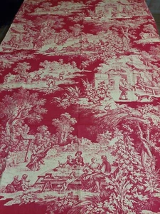 Stoffcoupon Leinwand von Jouy Landschaft Szenen rot 85 x 140 cm - Bild 1 von 6