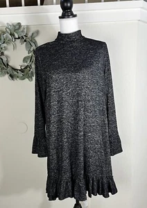 Philosophy großes schwarz graues Langarm Kleid Rüschensaum Ärmel leicht - Bild 1 von 10