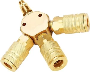 3 Way Air Manifold Steel 1/4'' Universal Air Hose Splitter Air Compressor Qui... - Picture 1 of 3