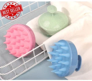 Silicone Scalp Massage Shampoo Brush - Hair Cleaning & Body Massage Tool - Picture 1 of 25