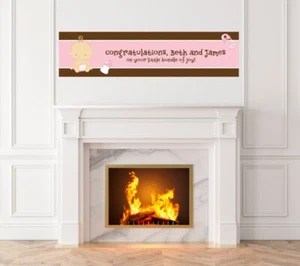 Baby Girl - Baby Shower Printed Banner -Indoor Outdoor Baby Girl Banner - Picture 1 of 1