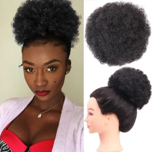 Afro Puff Kinky Curly Bun Drawstring Ponytail Clip in Hairpieces for Black Women - Picture 1 of 19