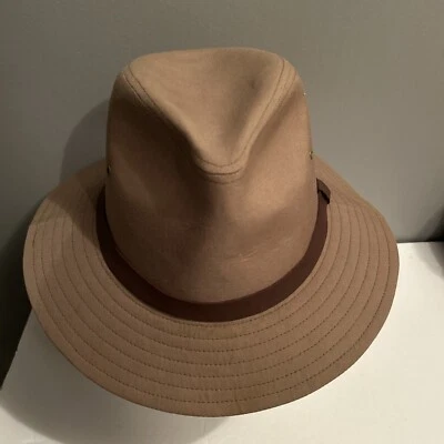 De Colección Dobbs EE. UU. Marrón Gable Safari Fedora Con Correa De Cuero y Ojal Grande Foto 1 de 4