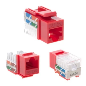 Lote de varios paquetes de conectores de red perforados de 45 grados Red CAT5e Keystone Jack rojo - Imagen 1 de 5