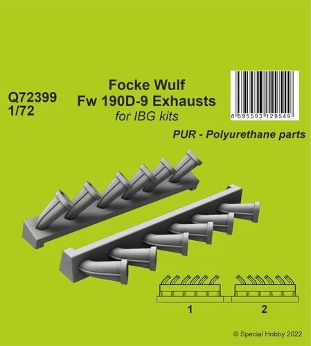 CMK 129-Q72399 - 1:72 Focke-Wulf Fw 190D-9 Scarichi / per 1/72 Ibg Kit - Immagine 1 di 1