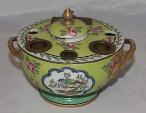 Superb early French porcelain ink well hand painted w multible openings RARE - Picture 1 of 9