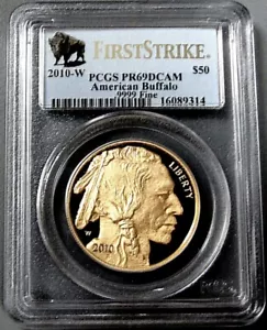 2010 W GOLD $ 50 BUFFALO PCGS PROOF 69 TIEF CAMEO ERSTER STRIKE - Bild 1 von 2