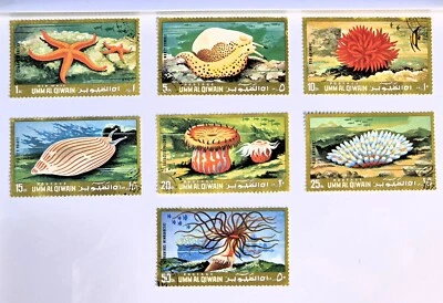 Umm al Qiwain UAE 1972 Marine Life - Sea Shells - Set of 7 Stamps - XF/NH - Image 1 of 2
