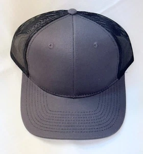 Port Authority Adjustable Snapback Black Mesh Back Gray Embroidered Hat ~ Blank - Picture 1 of 7