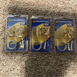 Lot Of 3,OOK 59204 Picture Hanger Assortment,wire, Hooks, Screw Eyes,FREE SHIP - Picture 1 of 4