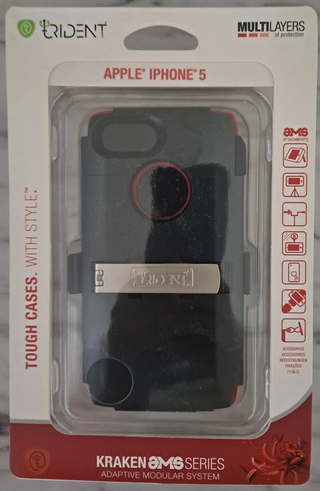 Apple Iphone 5 Trident Tough Case Black/Red Kraken AMS Series Belt Clip New - Image 1 of 4