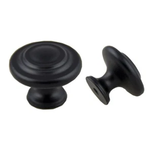 Pride Traditional Matte Black 35mm 1-3/8" Diameter Round Cabinet K971BK (F) - Picture 1 of 3