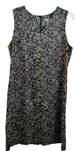 Eddie Bauer AKA Womens Size 10 Dress Brown Floral 100% Linen Casual Career - Picture 1 of 4