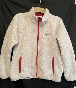 Columbia Fleece Jacket Women's Large Sherpa Mountainside Beige w/Red Full Zip - Picture 1 of 5