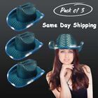 Chapeau de cow-boy à paillettes clignotantes sarcelle DEL - Pack de 3 chapeaux par fête Glowz