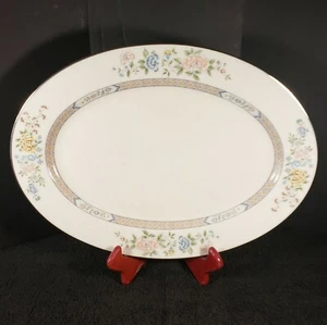 Vtg Gorham Cherrywood Porcelain Serving Platter 14.5" Long Platinum Band - Picture 1 of 3