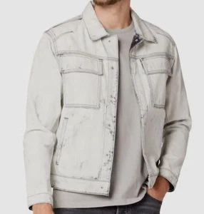$325 Hudson Jeans Men's White Darted Trucker Denim Jean Jacket Coat Size S - Picture 1 of 3
