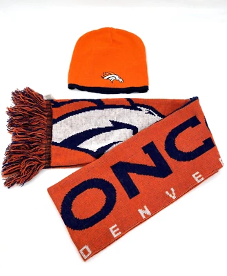 Denver Broncos NFL Tejido Bufanda Gorro Sombrero Logo Doble Lado Invierno Frío Fútbol Foto 1 de 4