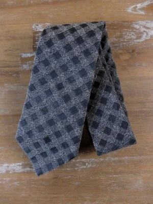 Gravata de seda com motivo xadrez cinza TRUSSARDI autêntica designer italiana - Imagem 1 de 3