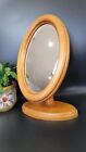 Vintage Wooden Oval Adjustable Vanity Mirror Freestanding 13in Tall