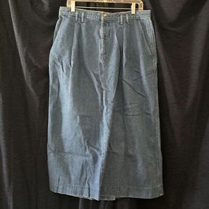 Vtg DOCKERS Womens Blue Denim Regular 90s Cotton Midi Straight Skirt 18 Modest - Picture 1 of 8