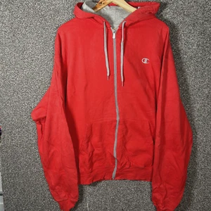Champion Hoodie Mens XL Red Full Zip Cotton Blend Jersey Sportswear Eco - Picture 1 of 9