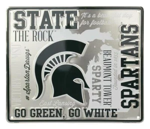 Michigan State University Spartans Fan Cloud Sign 14 x 12 Metal Embossed Decor - Picture 1 of 6