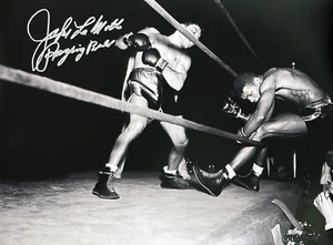 JAKE LAMOTTA RAGING BULL SIGNED 16x12 BOXING PHOTO SUGAR RAY ROBINSON COA PROOF - Picture 1 of 2