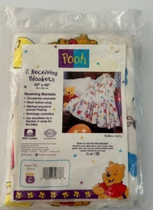 Vintage Disney Winnie The Pooh”Balloon Story " 2 Receiving Blankets 30"x40"  NEW - Picture 1 of 8