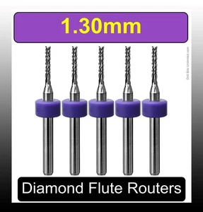 1.3mm .051" Router Bit Carbide Diamond Flutes 5 PCS G10 MDF PCB CNC 1.30mm  R126 - Picture 1 of 5