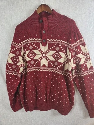 Suéter American Eagle Para Hombres XL Fair Isle Pescador Rojo Nórdico Vacaciones Y2K Papá Foto 1 de 4