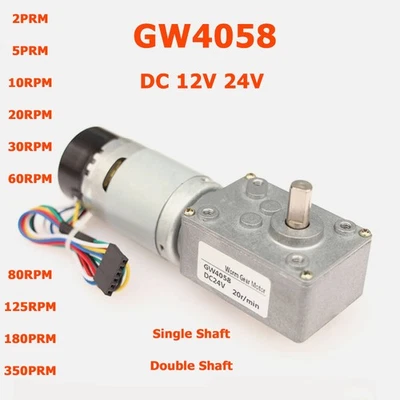 GW4058 Low Speed Motor DC12V 24V Turbo Schneckengetriebemotor mit Encoder - Bild 1 von 4